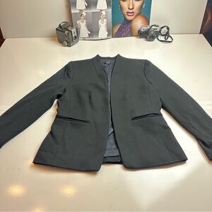 J.Crew Black Collarless Open Front Blazer Jacket Minimalist Workwear Size 8